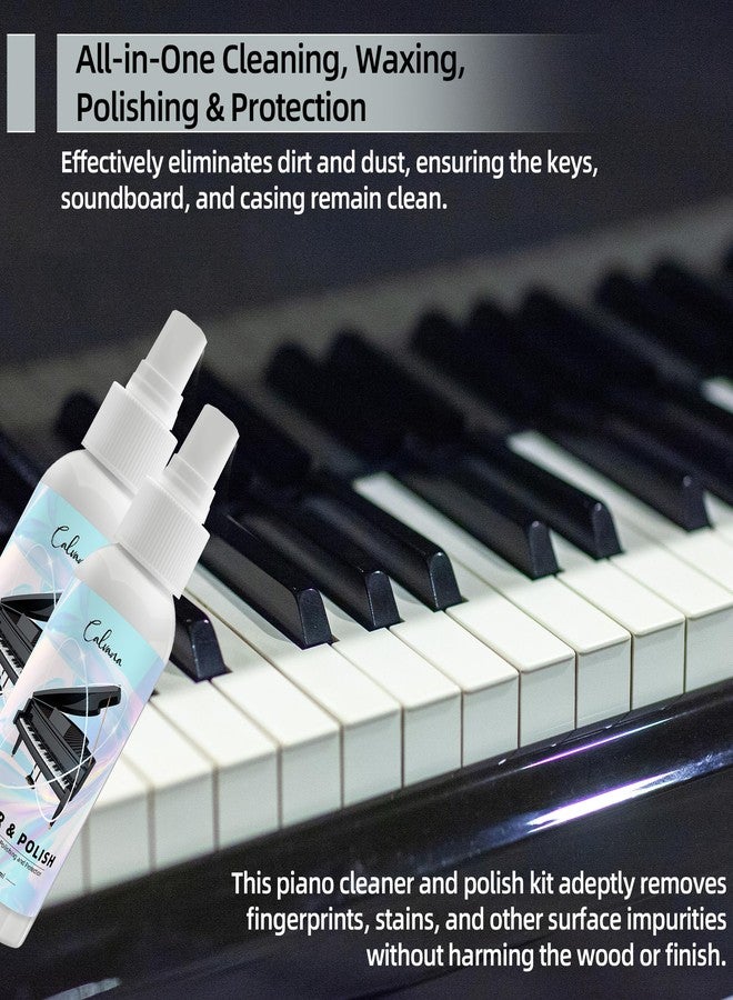 Calvana (2-Pack) 2-in-1 Piano Cleaner and Polish Kit, Includes 12x12 Microfiber Cleaning Cloth, Piano Accessories for Most Piano Surfaces, Grand Piano, Digital Piano, Baby Grand Piano, Violin, 4 OZ×2 - Image 3